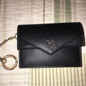 Henri Bendel black leather envelope coin purse